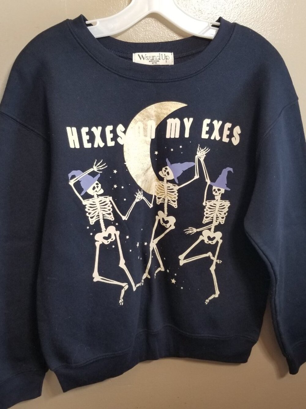 "HEXES ON MY EXES" Navy Blue Sweatshirt, Medium, 7/9